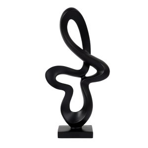 Modern Abstract Ribbon Statue Decor - Resin Knot Sculpture Art Decor for Coffee Tables, Desktops, and Shelves - Elegant Home Office Decor, for Birthdays, Housewarmings(Black)