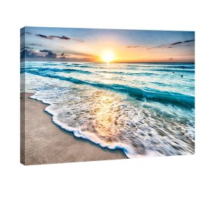 Wieco Art Sea Waves Large Canvas Prints Wall Art Ocean Beach Pictures Paintings Ready to Hang for Living Room Bedroom Home Decorations Modern Stretched and Framed Seascape Giclee Artwork