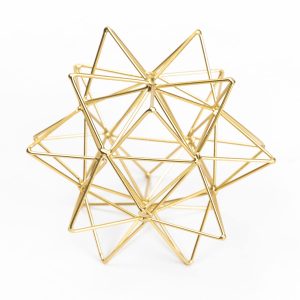 Metal Geometric Table Top Decor, 3D Metal Geometric Sculpture, Gold Abstract Sculpture for Home Decor, Table Art Decorations for Home, Living Room, Office, Bedroom