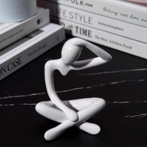 Abstract Thinker Statue, White Minimalist Abstract Sculpture Statue, Modern Art Decoration for Home Office Desk Decoration (White Style B)