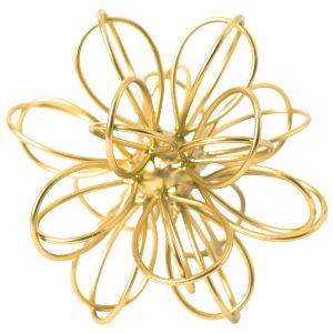 5.5" Metal Geometric Table Top Decor, Gold Abstract Floral Sculpture, Modern Metal Geometric Decorative Sphere, Table Art Decorations Orb for Living Room Bedroom Office Home Decor
