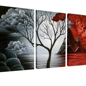 Wieco Art Extra Large The Cloud Tree Modern Gallery Wrapped Giclee Canvas Print Artwork Abstract Landscape 3 panels Pictures on Canvas Wall Art Ready to Hang for Living Room Kitchen Home Decor XL