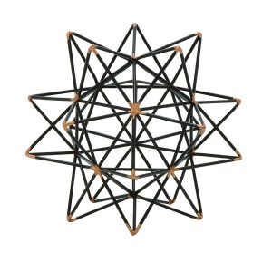 Deco 79 Metal Geometric Decorative Sculpture Home Decor Statue with Gold Accents, Accent Figurine 7" x 7" x 7", Black | Decorative Geometric Wire Star Home Decor Statue With Gold Accents Statue Figurine