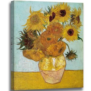 weiyiart Sunflower Canvas Prints Wall Art by Vincent Van Gogh Oil Paintings Reproduction Modern Stretched and Floral Giclee Flowers Pictures Artwork for Bedroom Home Office Decor 12" x 15"